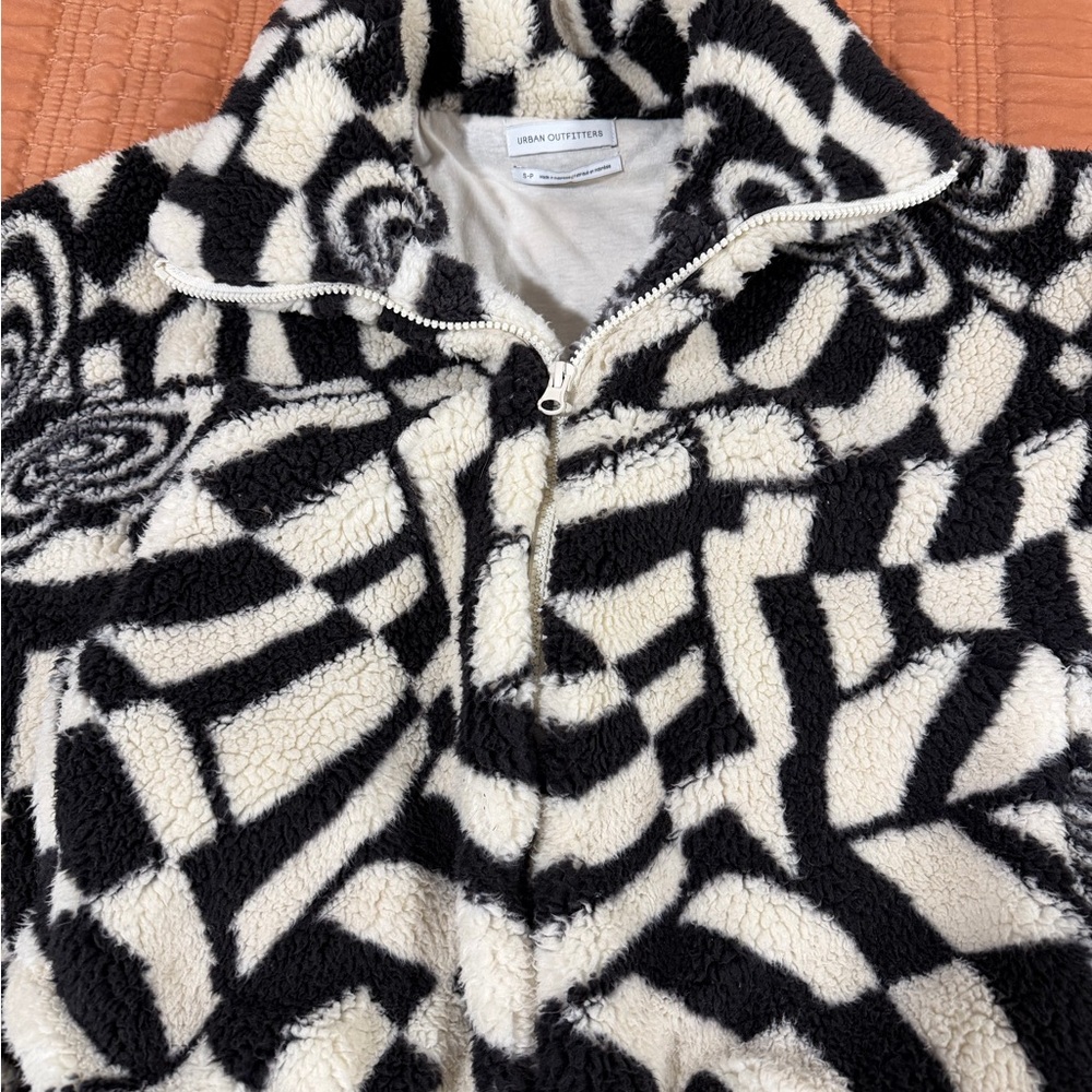 Urban Outfitters Black and White Fleece Jacket